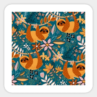 Happy Boho Sloth Floral Sticker
